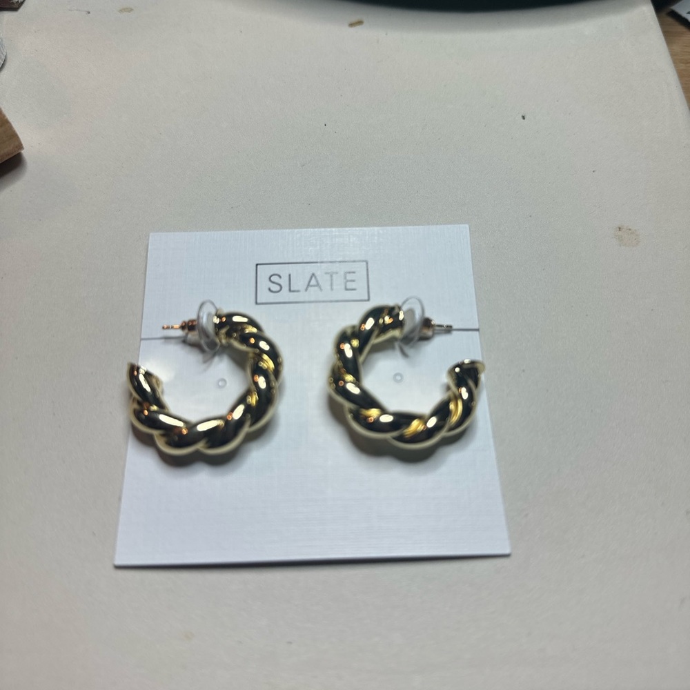 Gold-Toned Twisted Hoop Earrings with Luxe Finish